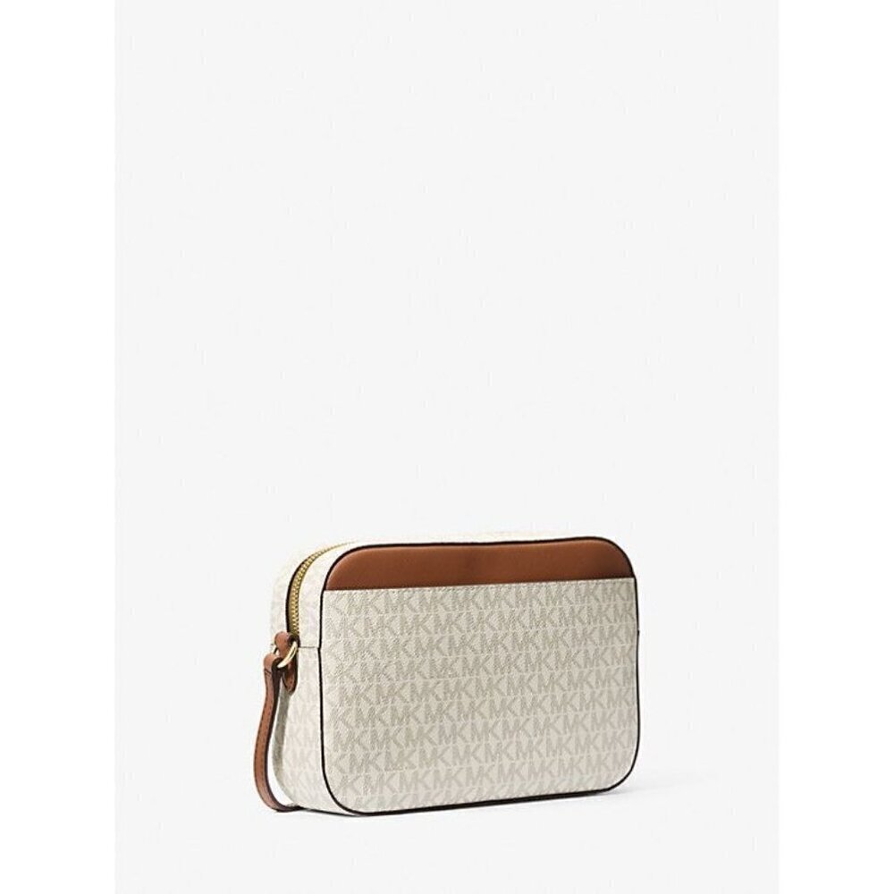 Michael Kors Logo Womens Tan Brown Jet Set Large Logo Crossbody Handbags New - Picture 3 of 8